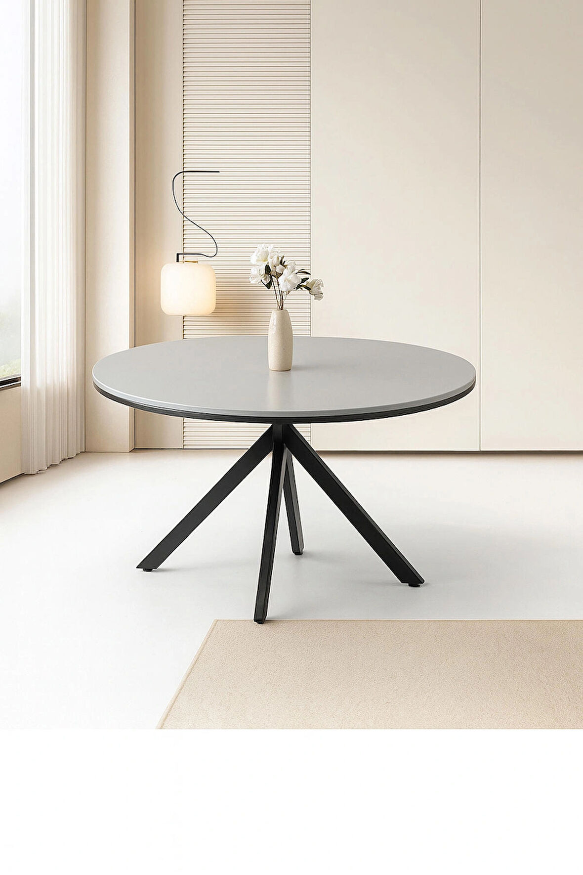 Ahşap Yuvarlak Açılır Büyüyen Yemek Masası Açık Parlak Gri 70x120cm SADECE MASA FİYATIDIR