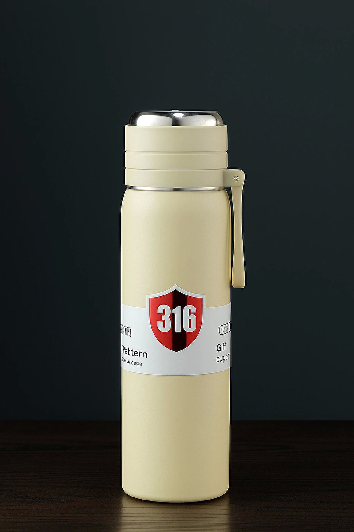 Paslanmaz Çelik Termos Su Şişesi 500ml Vakumlu Kapak Krem İthal Ürün