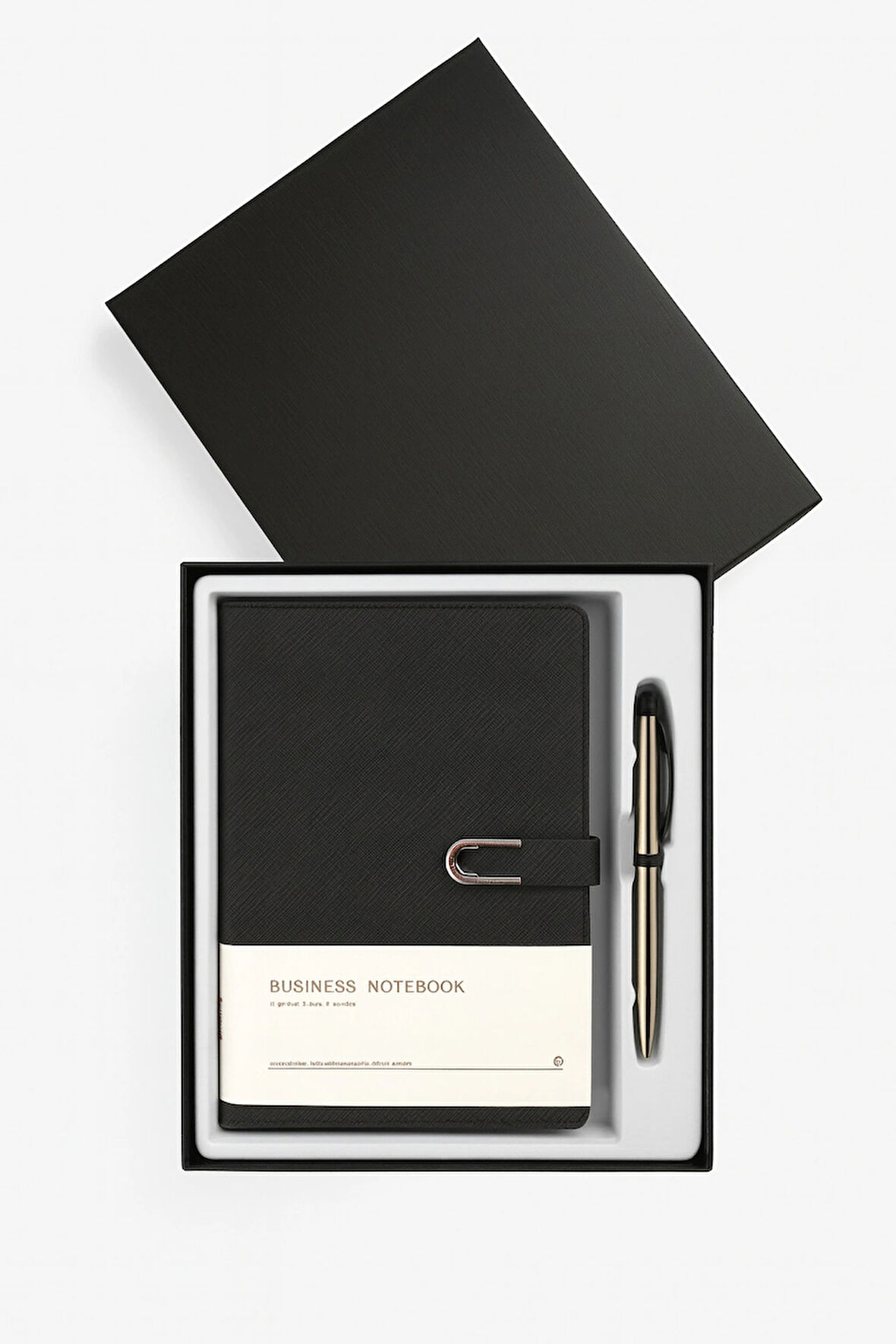 Kumaş Mıknatıs Kapaklı Kalemli Ajanda Günlük Not Defteri Notebook Siyah