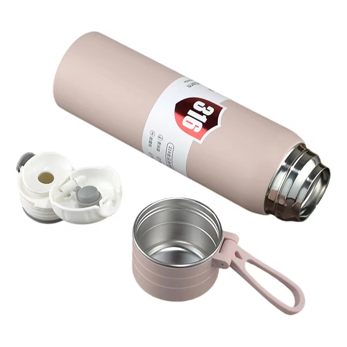 Paslanmaz Çelik Termos Su Şişesi 500ml Vakumlu Kapak Pembe İthal Ürün