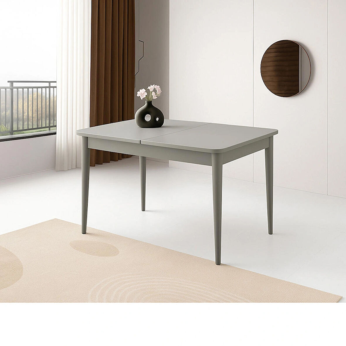 Ortadan Açılır Büyüyen Yemek Masası Açık Gri 90x160cm SADECE MASA FİYATIDIR