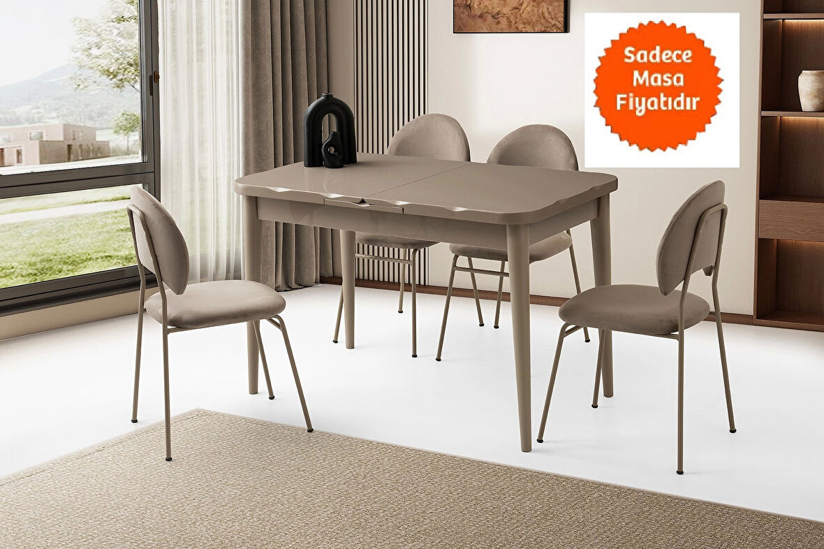 Kelebek Ortadan Açılır Büyüyen Yemek Masası Cappicino 70x120cm
