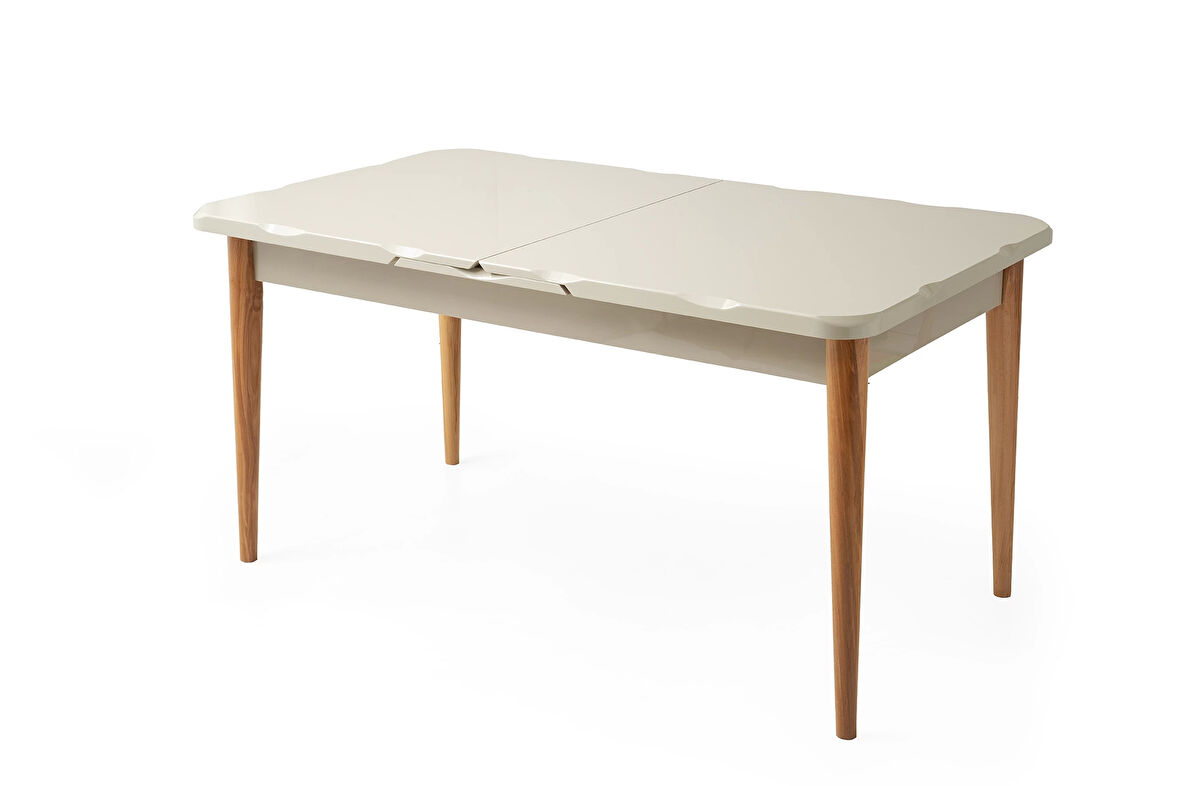 Kelebek Ortadan Açılır Büyüyen Yemek Masası Krem 90x160cm