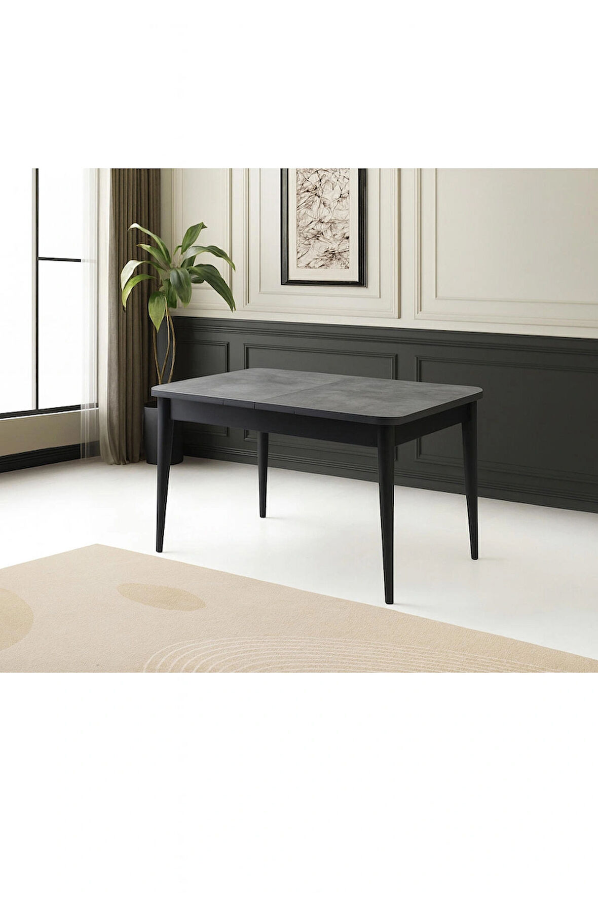 Ortadan Açılır Büyüyen Yemek Masası Gümüş Gri 90x160cm SADECE MASA FİYATIDIR