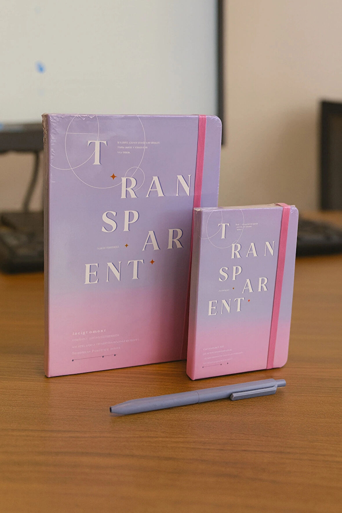 2 Adet Ajanda Çizgili Not Defteri-Uçlu Kalem Hediyeli Transparent