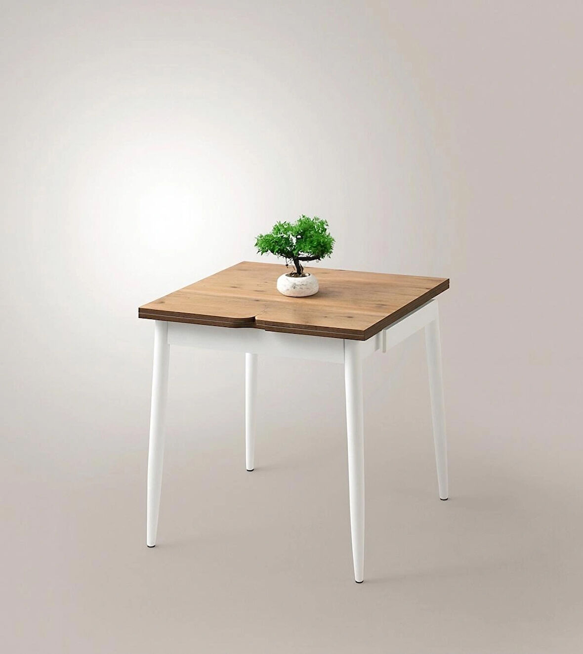 Yanlardan Açılır Büyüyen Yemek Masası Meşe-Beyaz 65x100cm SADECE MASA FİYATIDIR