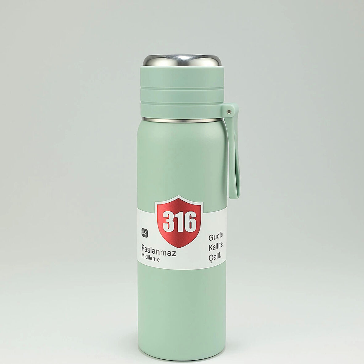 Paslanmaz Çelik Termos Su Şişesi 500ml Vakumlu Kapak Açık Yeşil İthal Ürün