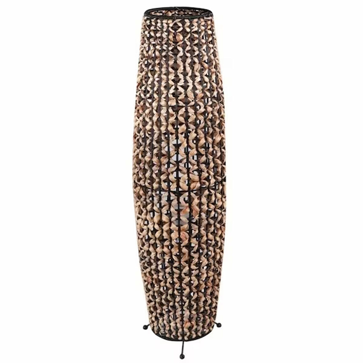 Ayaklı Siyah Naturel Hasır Lambader