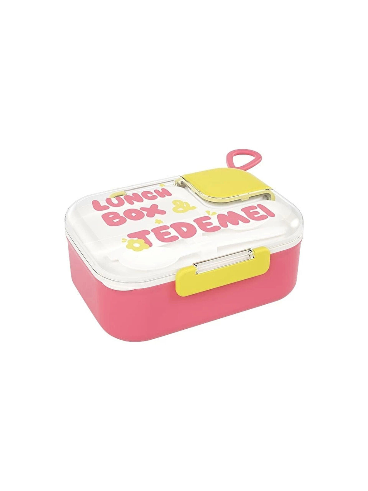 2 Bölmeli Paslanmaz Çelik Sızdırmaz Çatal ve Kaşıklı Saklama Kabı Beslenme Kabı 750 ML Pembe İthal Ürün