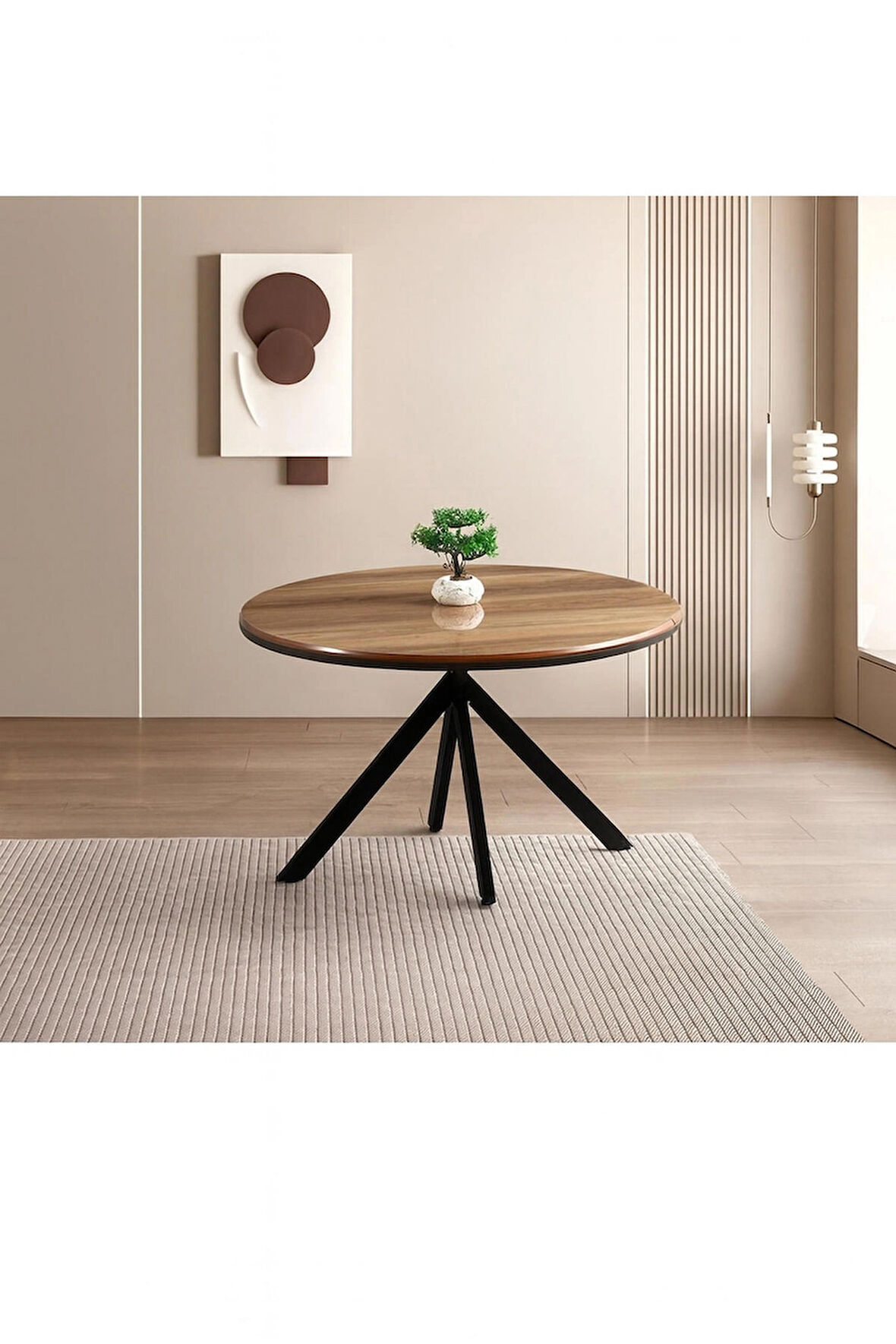 Ahşap Yuvarlak Açılır Büyüyen Yemek Masası Parlak Ceviz 70x120cm SADECE MASA FİYATIDIR