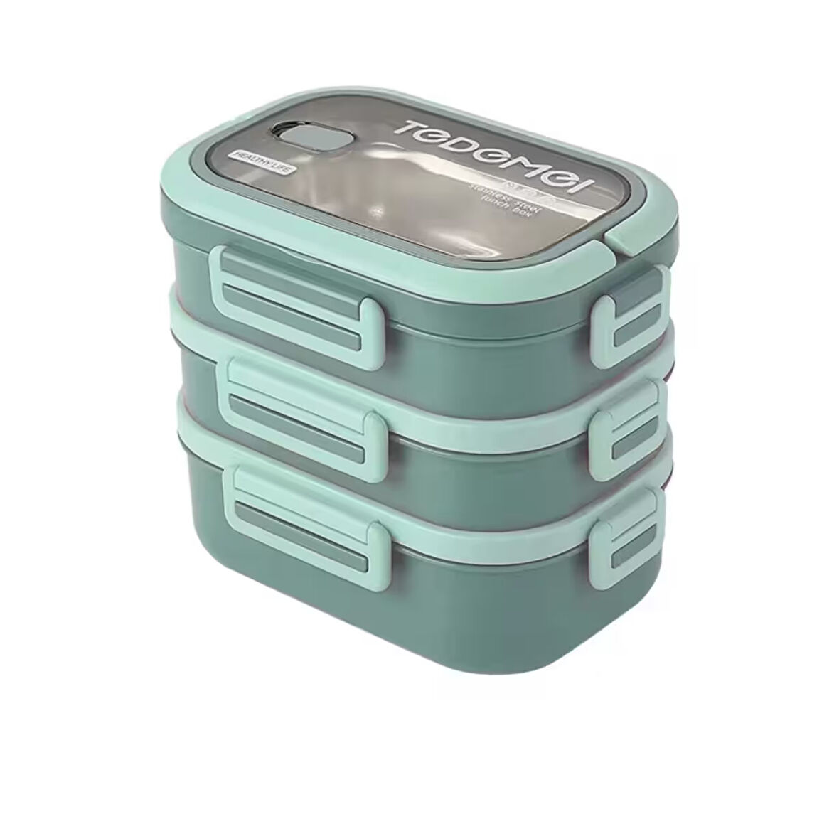 3 Katlı Paslanmaz Çelik Sızdırmaz Saklama Kabı Beslenme Kabı 2,45 Lt. Yeşil İthal Ürün