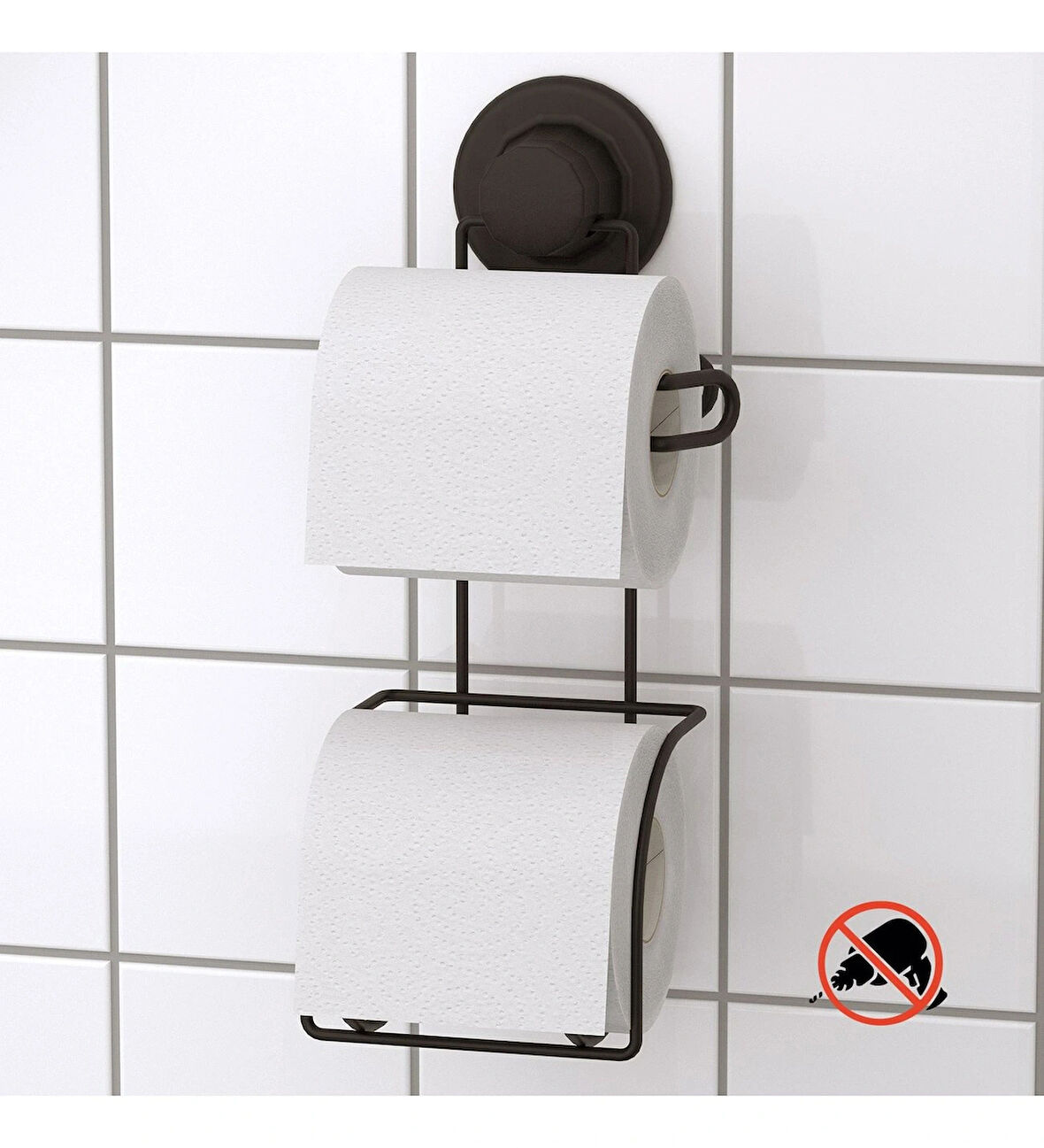 Vakumlu Tuvalet Kağıdı Askısı Yedekli Siyah S282
