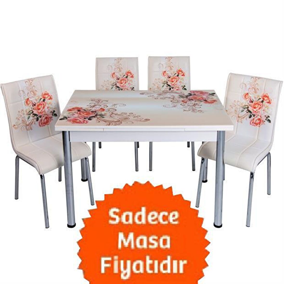 Yandan Açılır Büyüyen Cam Mutfak Masası 70x110-SADECE MASA FİYAT