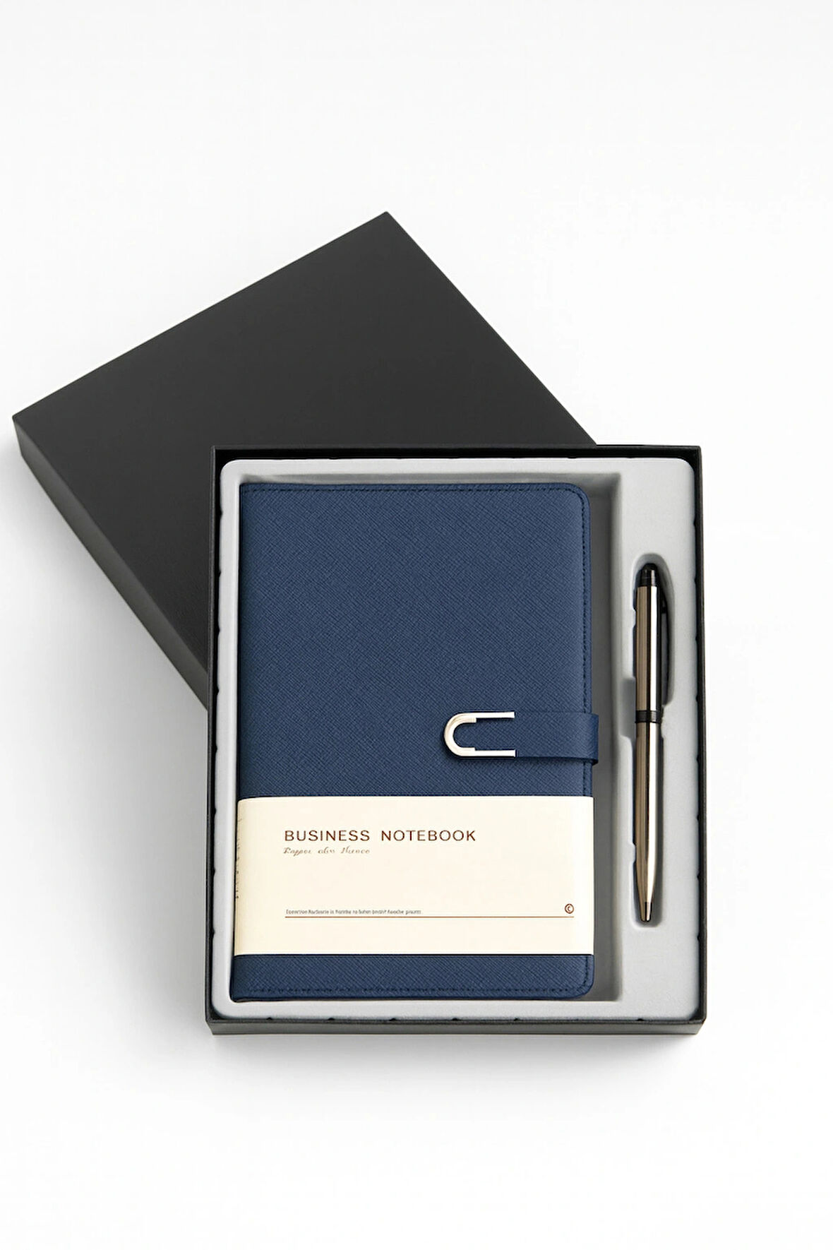 Kumaş Mıknatıs Kapaklı Kalemli Ajanda Günlük Not Defteri Notebook Mavi