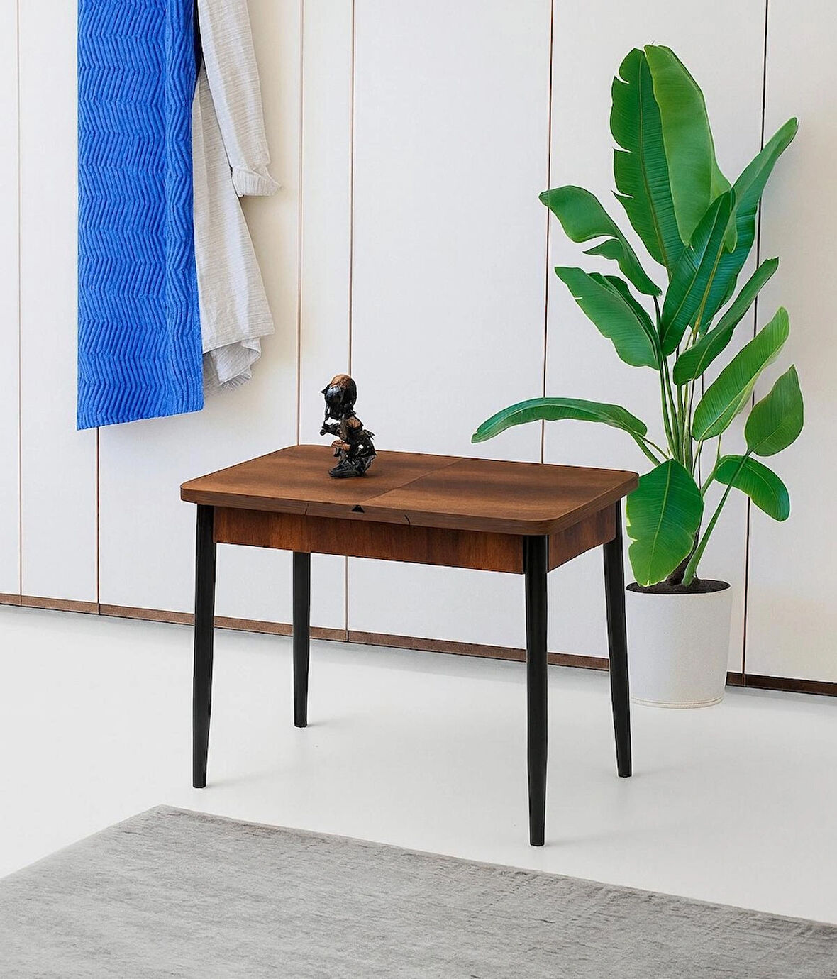 Ortadan Açılır Büyüyen Ahşap Yemek Masası Ceviz 60x100cm SADECE MASA FİYATIDIR