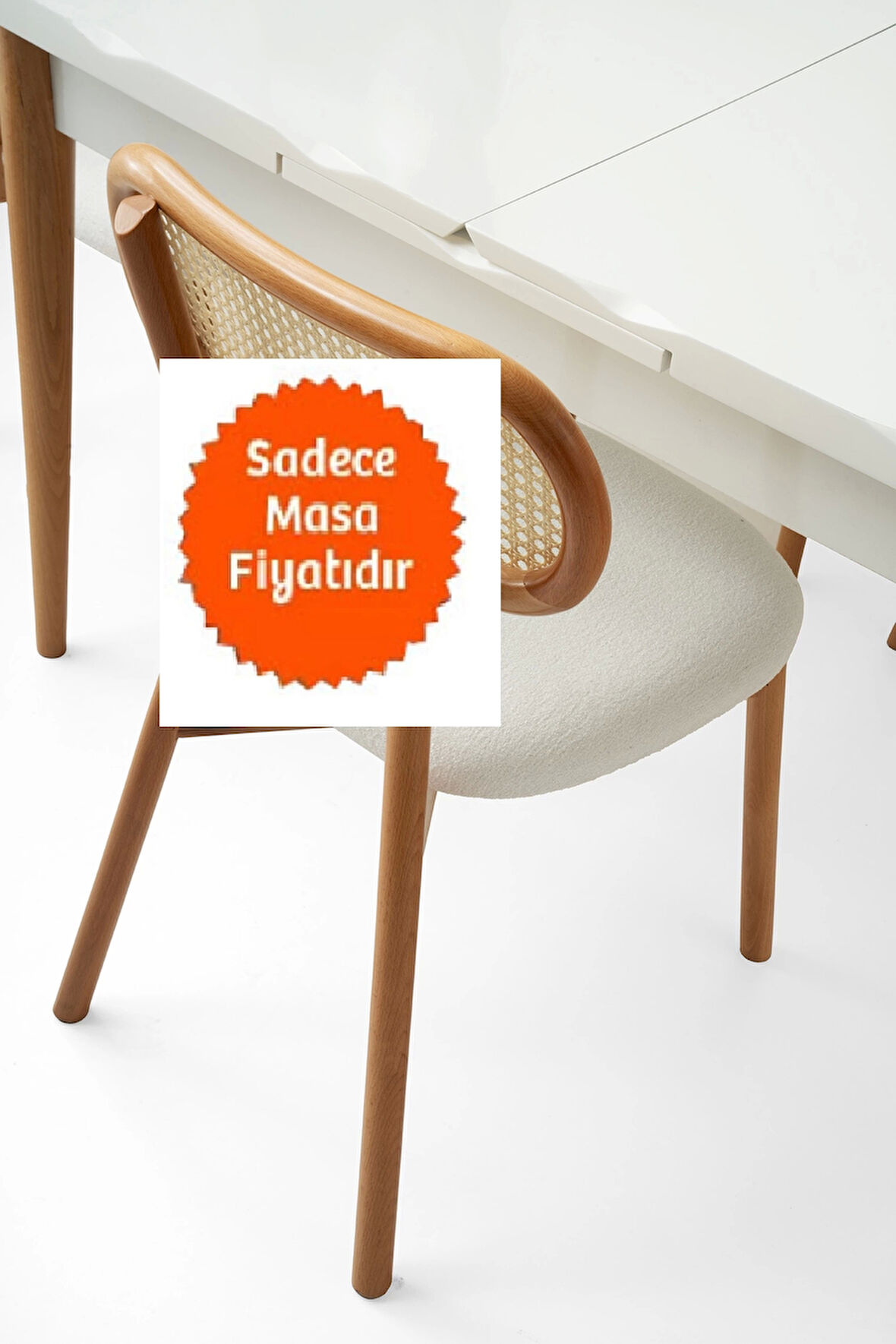 Kelebek Ortadan Açılır Büyüyen Yemek Masası Beyaz 70x120cm