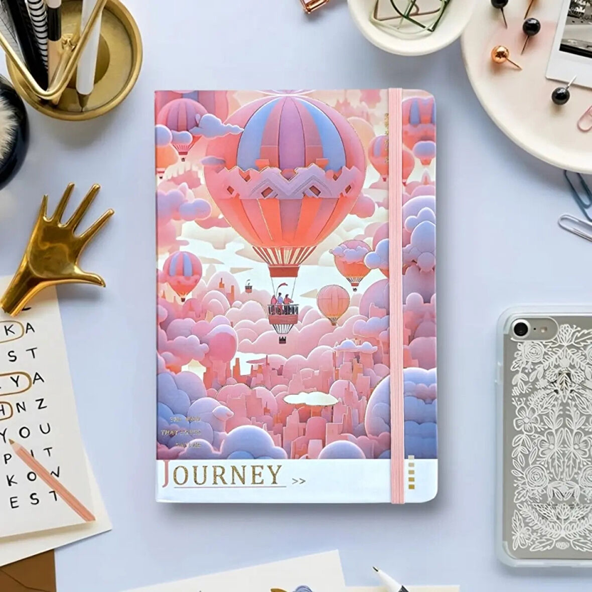 Ajanda Günlük Çizgili Not Defteri Notebook Pembe Balon