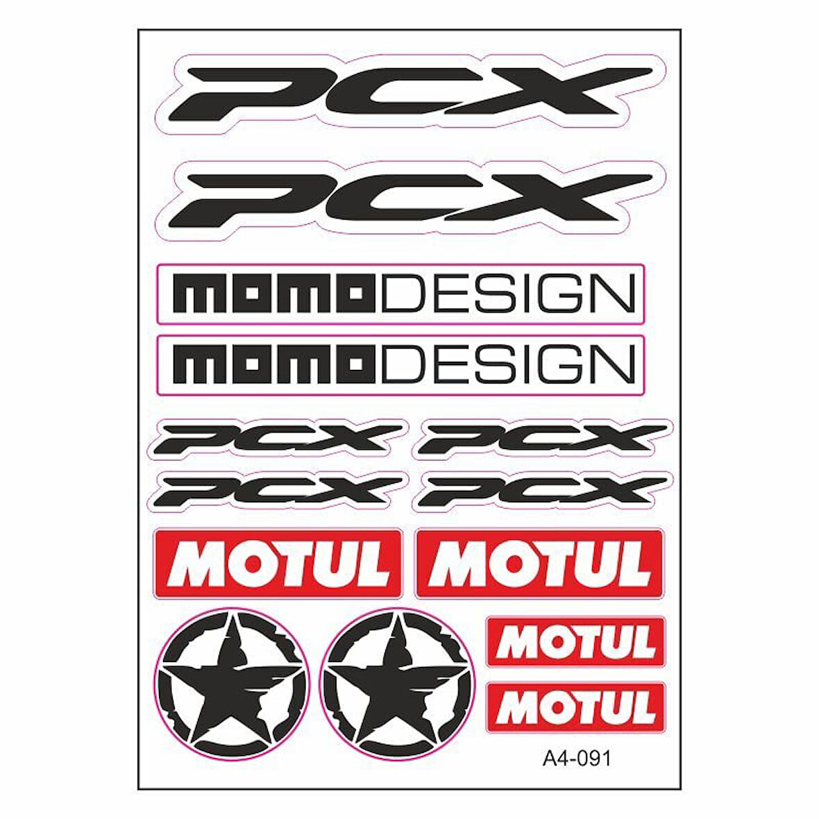 Gogo A4 Sticker Set Siyah 091 - Honda PCX