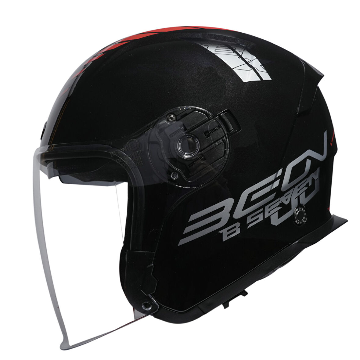 Beon B-203 Çenesiz Vizörlü Yazlık Kask FY01 Siyah/Kırmızı