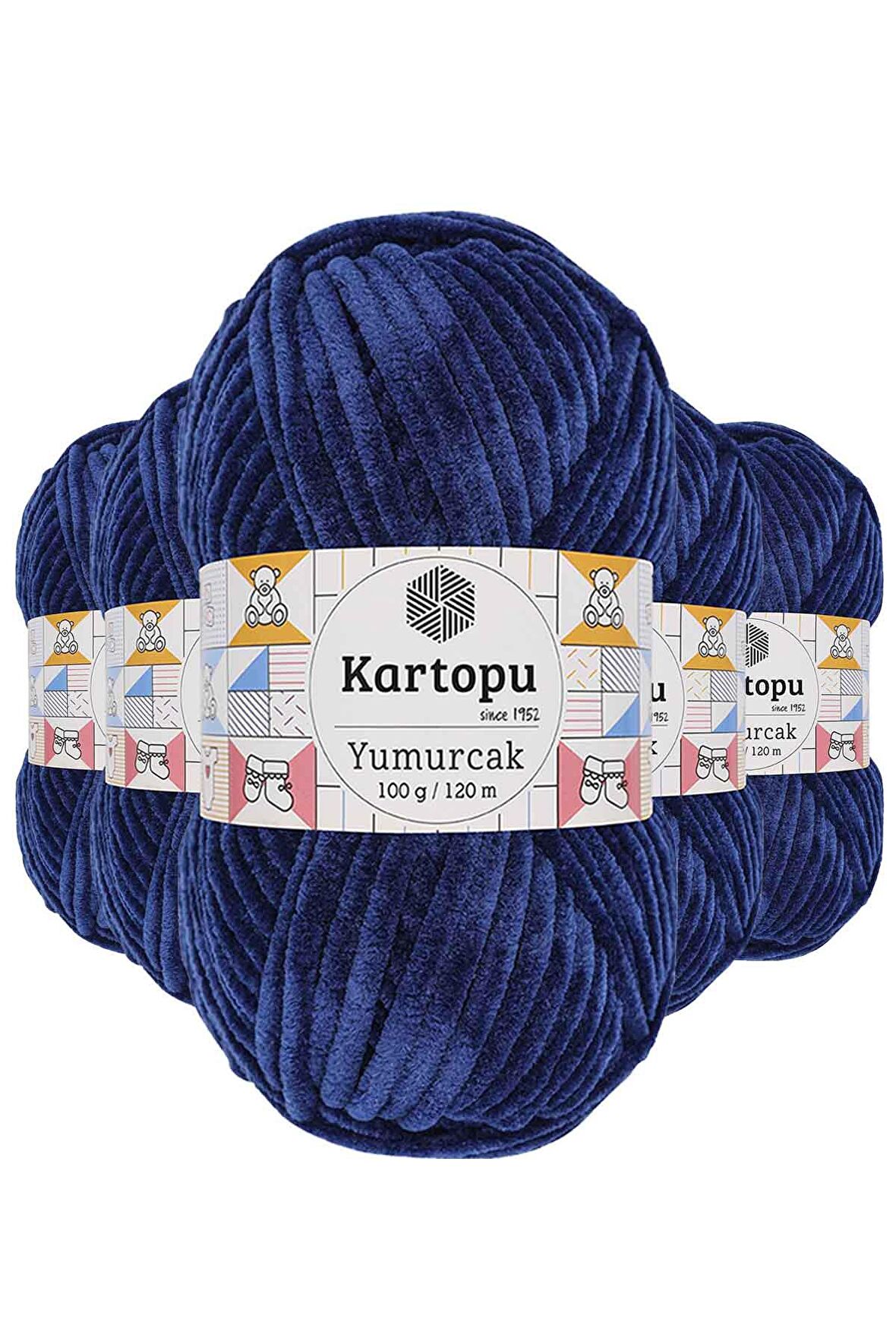 5 Adet Yumurcak Kadife El Örgü İpi Lacivert K635