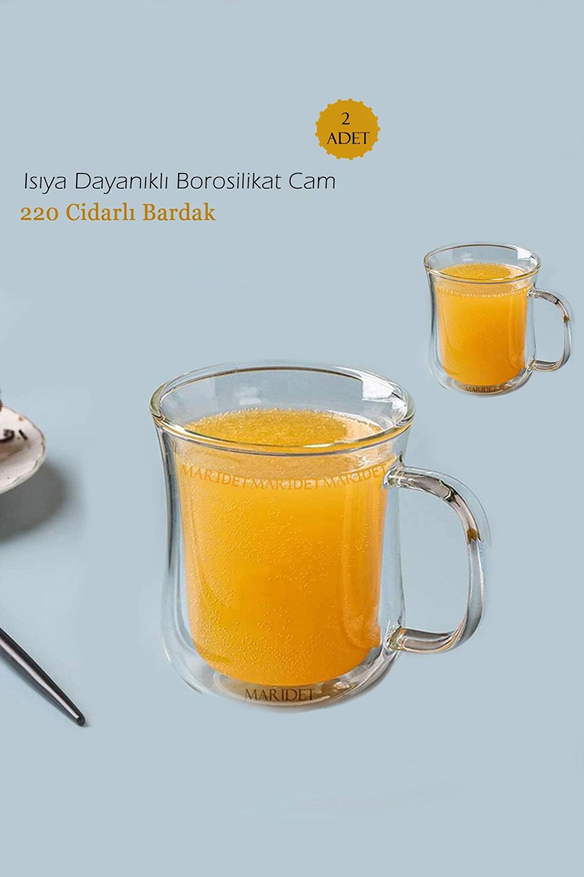 220 ML Borosilikat Cam Kulplu Esspresso Kahve Sunum Bardağı Dayanıklı Cam Kupa Bardak - 2 ADET