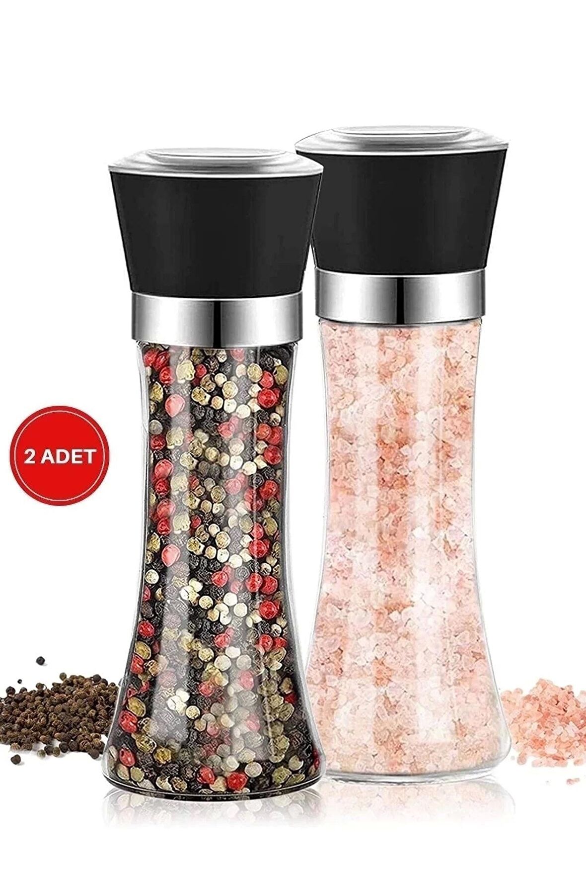 Tuz Değirmeni Biberlik Karabiber Tuzluk Baharat Has Değirmeni Çevirmeli Seramik Bıçaklı Öğütücü