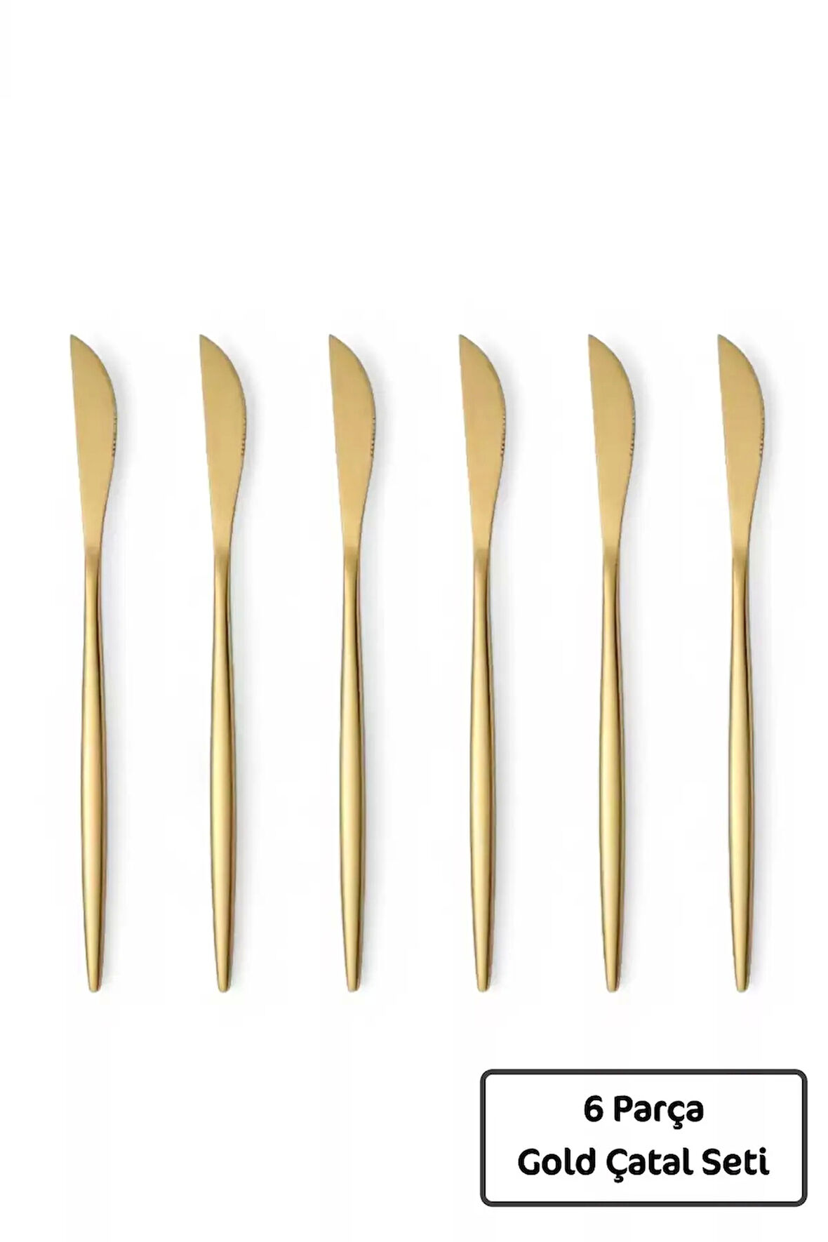 6'lı Gold Lüx Parlak Yemek Bıçağı Paslanmaz Çelik Çeyiz Bıçak Takımı Parlak Pürüzsüz Gold