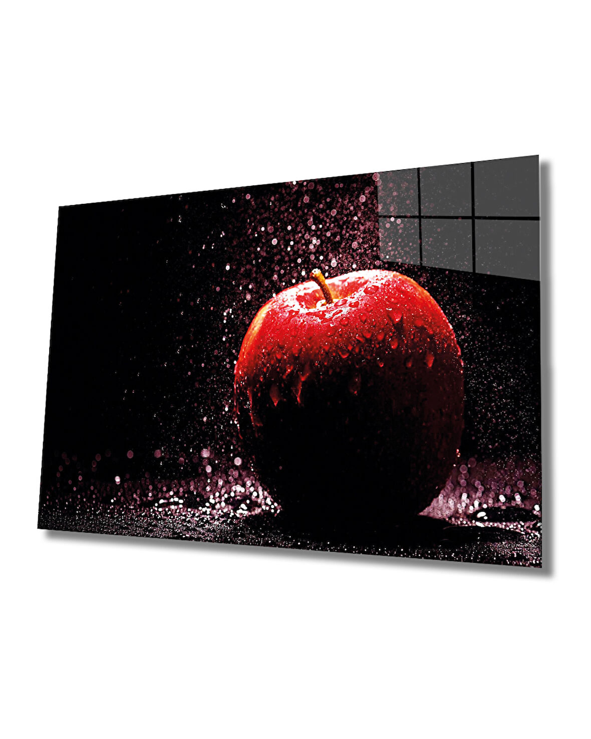 Kırmızı Elma Dekoratif ve Modern Cam Tablo Red Apple Art