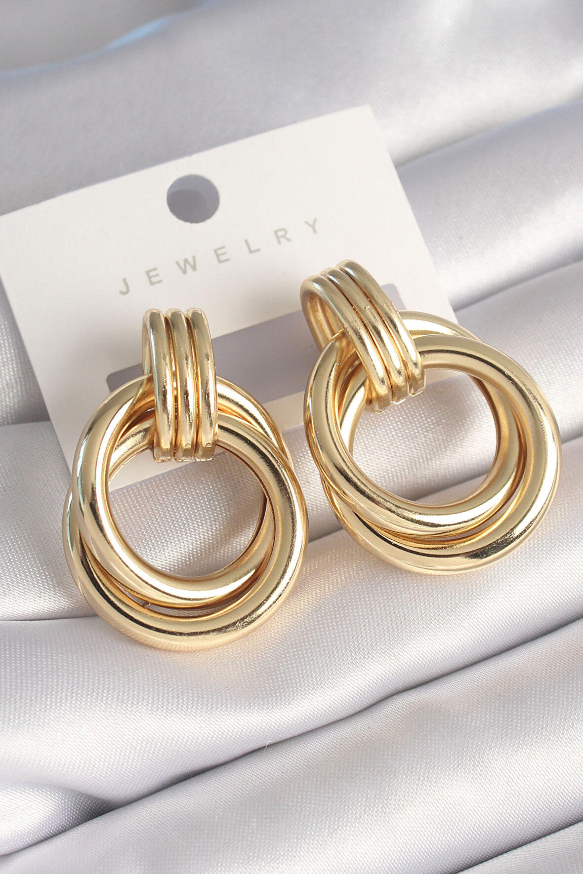 Pirinç Gold Renk Halka Model Kadın Küpe - TJ-BKP8737
