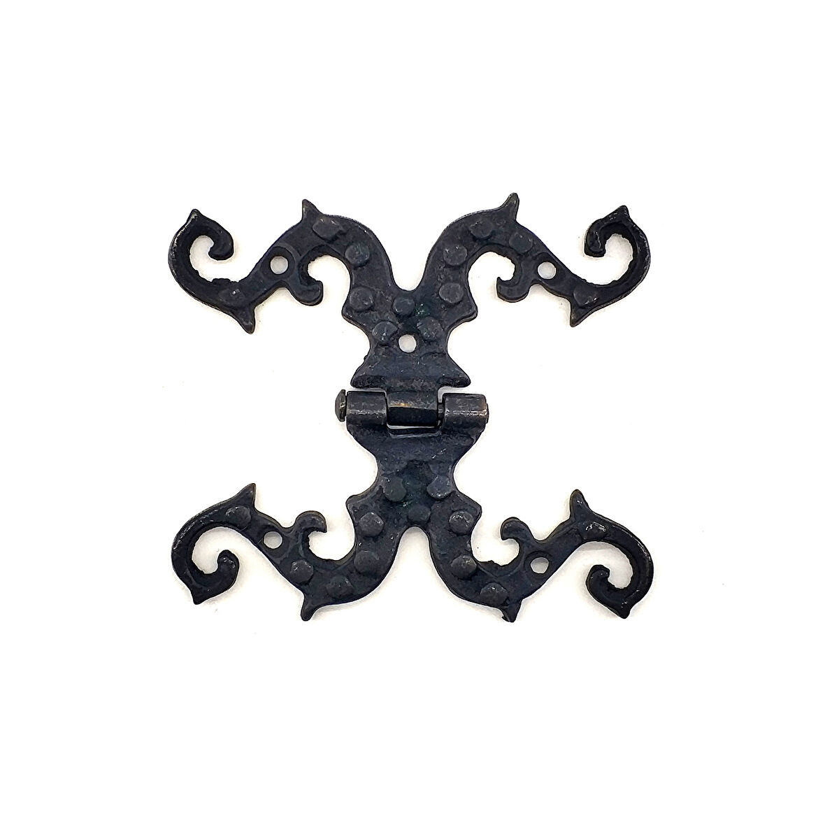 Antika Tarz Dekoratif Pirinç Süslü Menteşe - 100x90 mm, Oksit