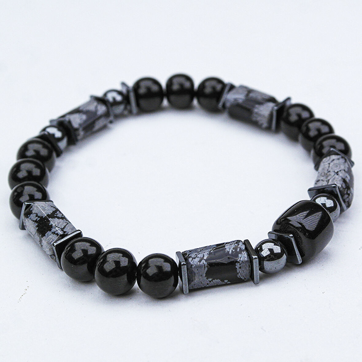 OPSİDYEN VE OLTU TAŞI LASTİKLİ BİLEKLİK