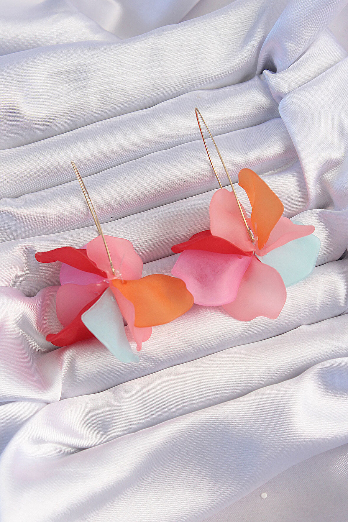 Pirinç Karışık Soft Renkli Flora Küpe - TJ-BKP9260