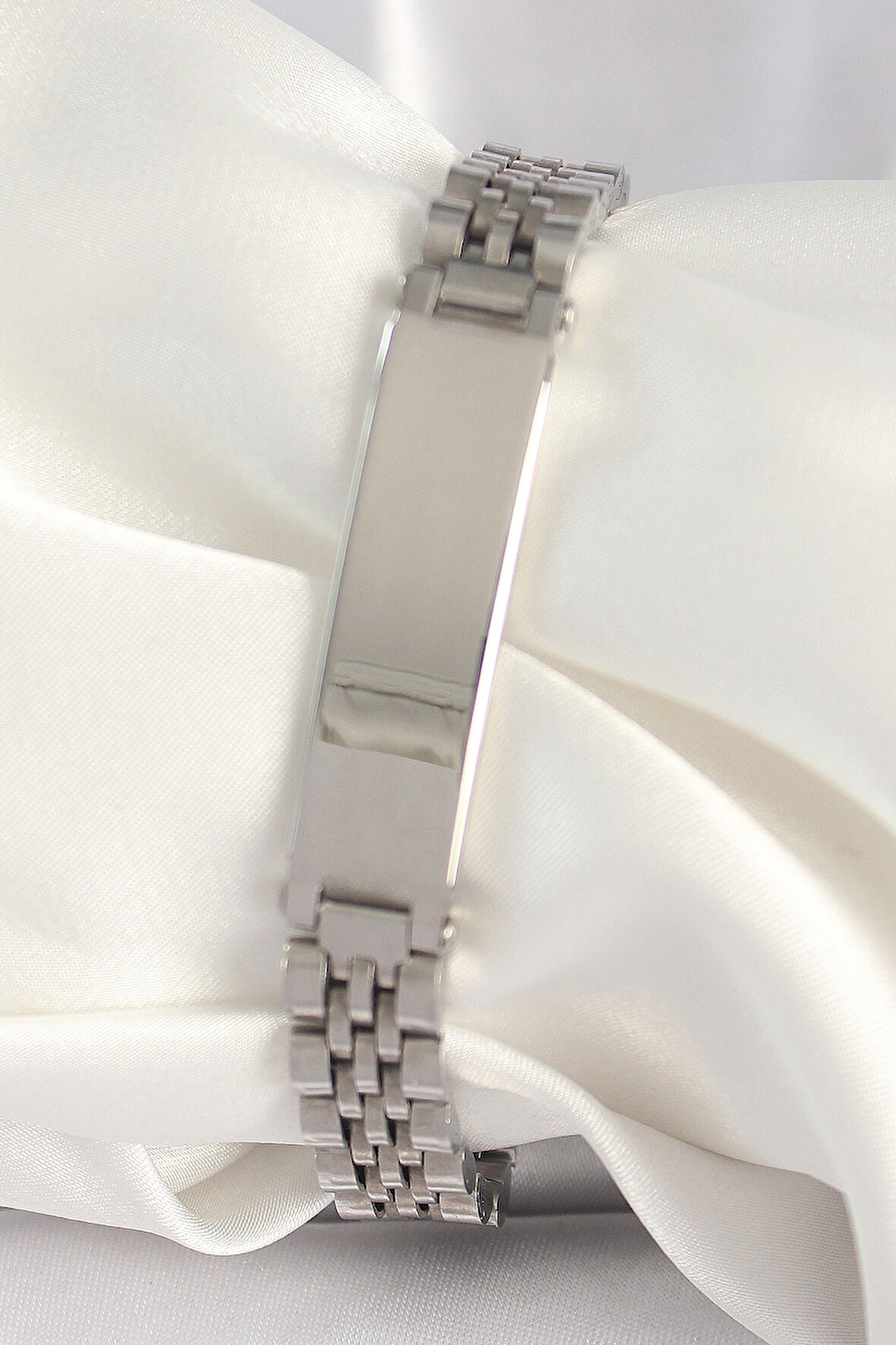 316L Çelik Gümüş Renk Zincir Künye Model Erkek Bileklik - TJ-EB3718