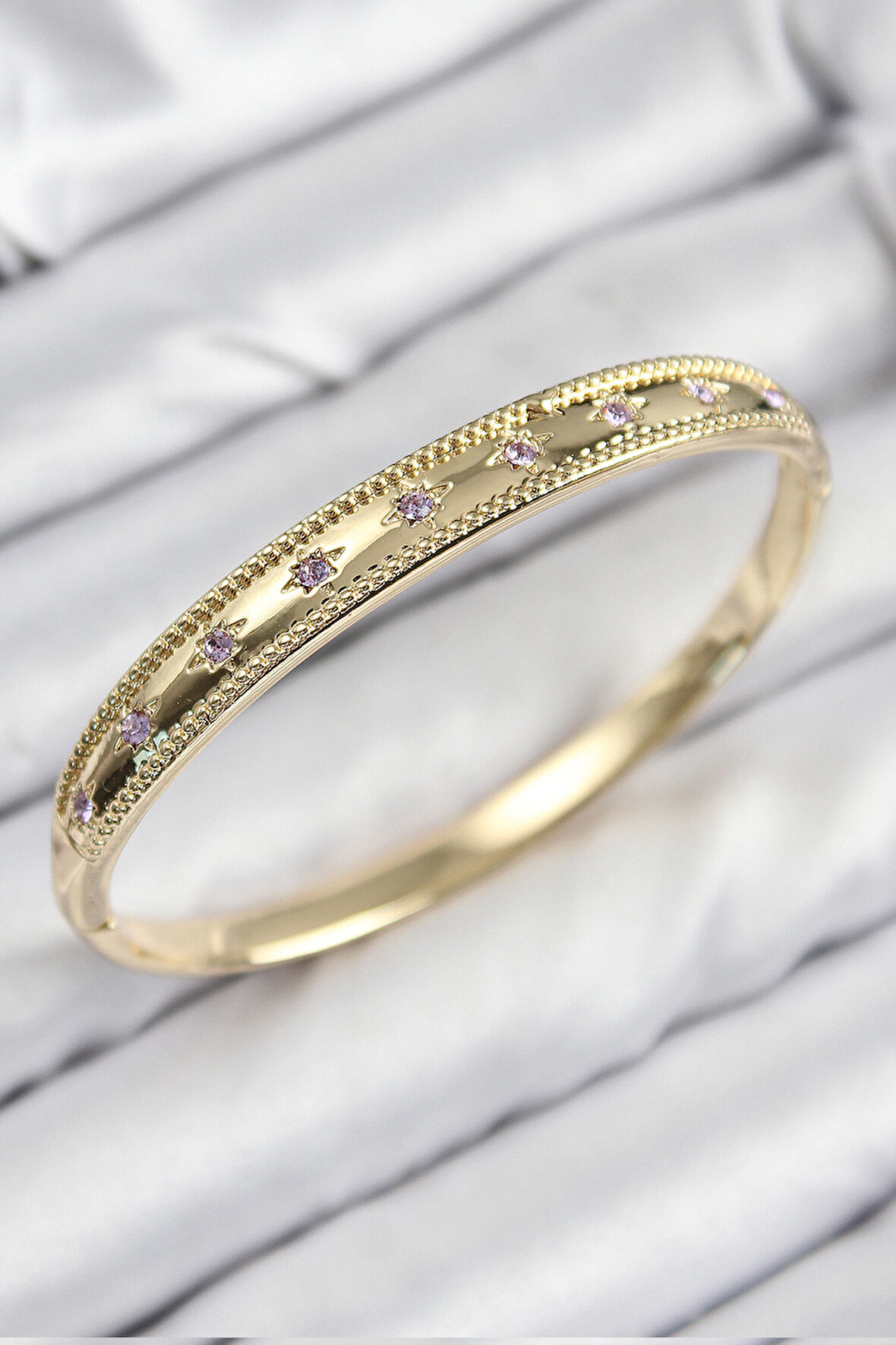 Pirinç Zirkon Taşlı Kutup Yıldızı Model Gold Renk Kadın Kelepçe - TJ-BB7684