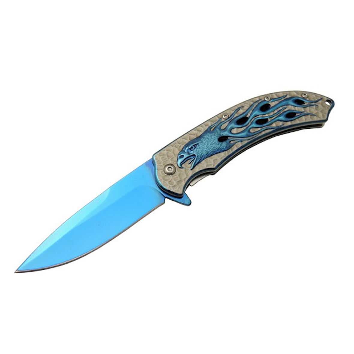 Kartal  Mavi TK 21 cm Kamp / Outdoor Çakı  - Yarı Otomatik, Kutulu