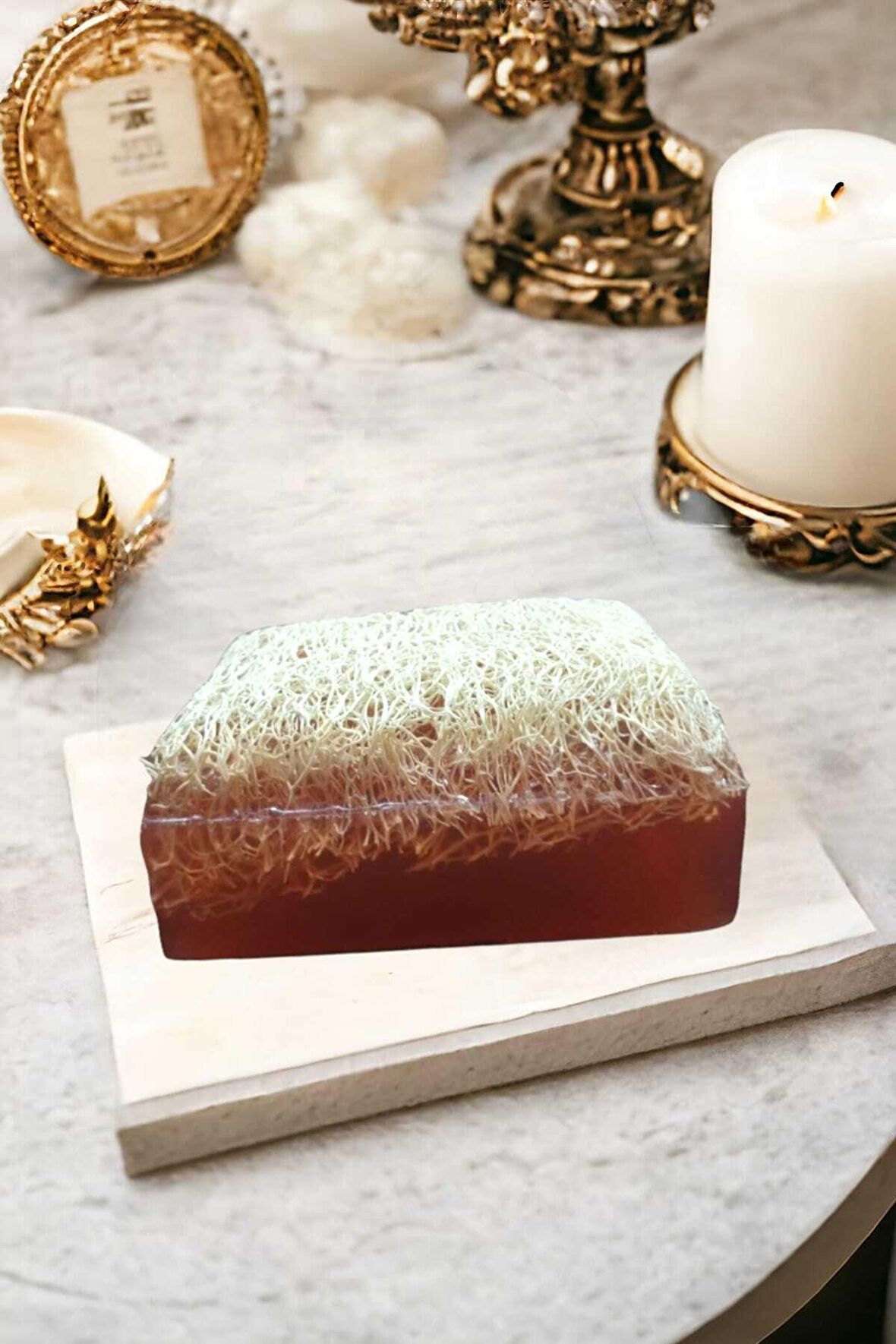 %100 El Yapımı Doğal Kabak Lifli Kahve Sabun 120 Gr