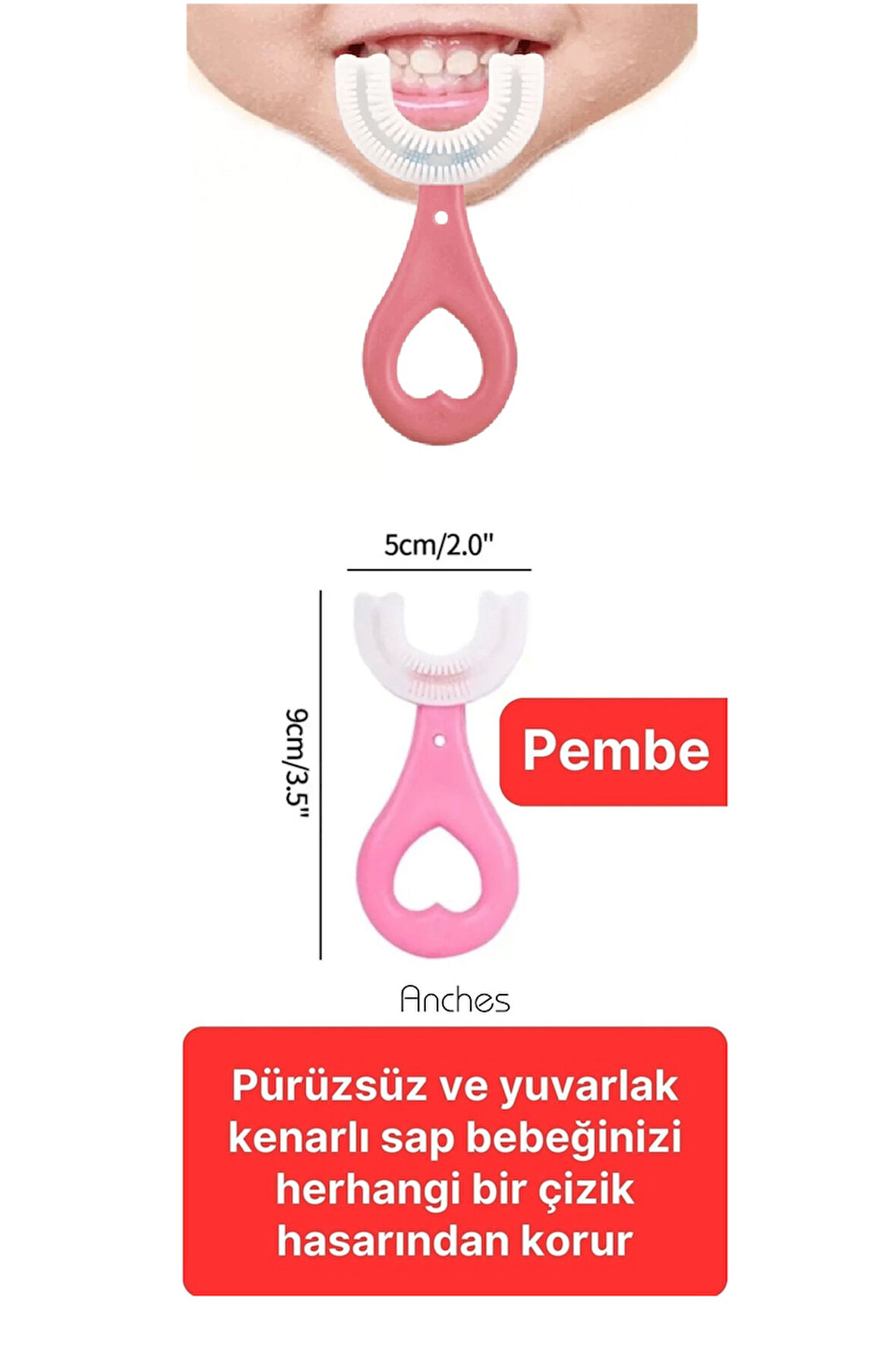 U Şeklinde Yumuşa Silikon Bebek-Çocuk Diş Fırçası Diş Kaşıma