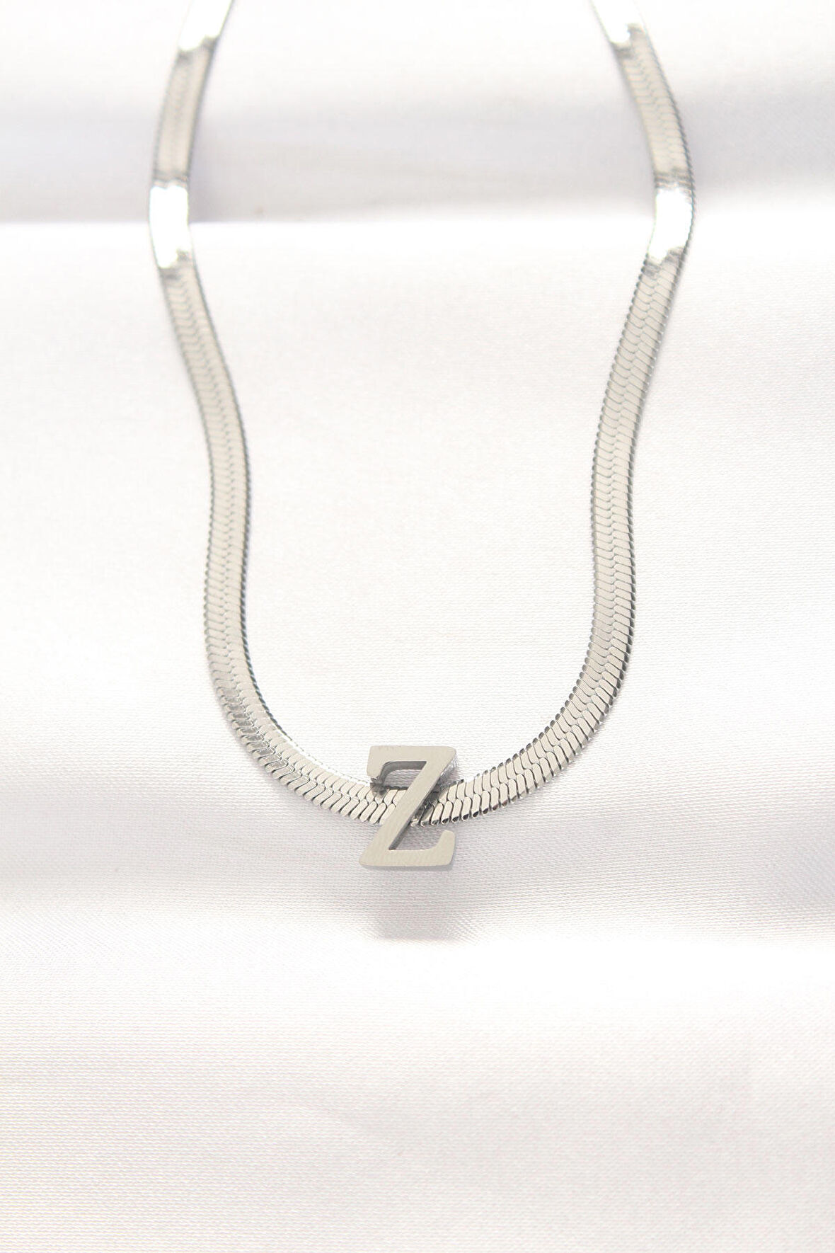 316L Çelik Z Harfli Silver Renk İtalyan Zincirli Kolye - TJ-BKO8540