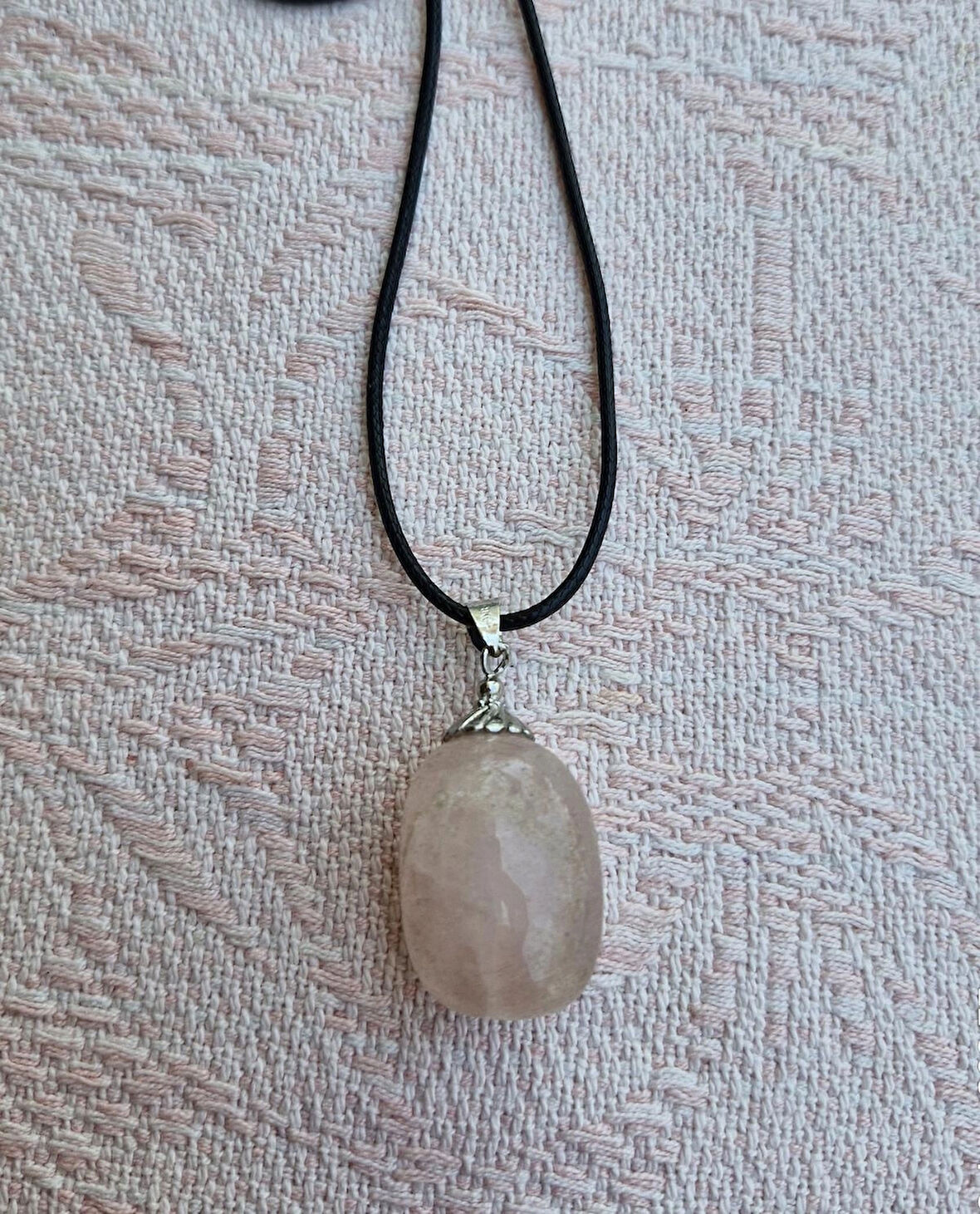 Pembe Quartz Kolye, Doğal Taş Kolye, Hediyelik, Moli Tasarım 