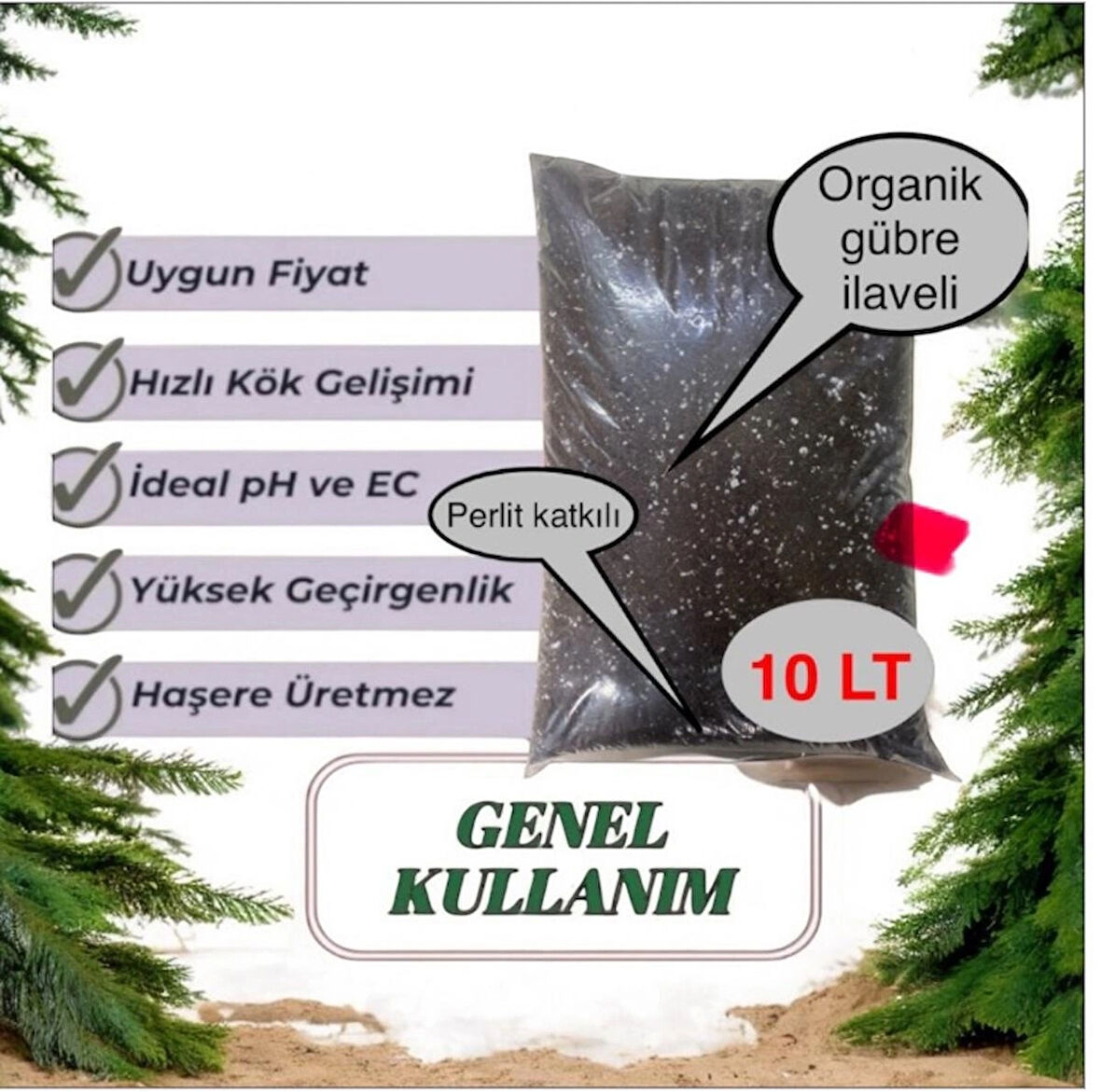 Torf 10 lt perlit ve organik gübre karışımlı iç ve dış mekan bitki fide fidan yetiştirme toprağı