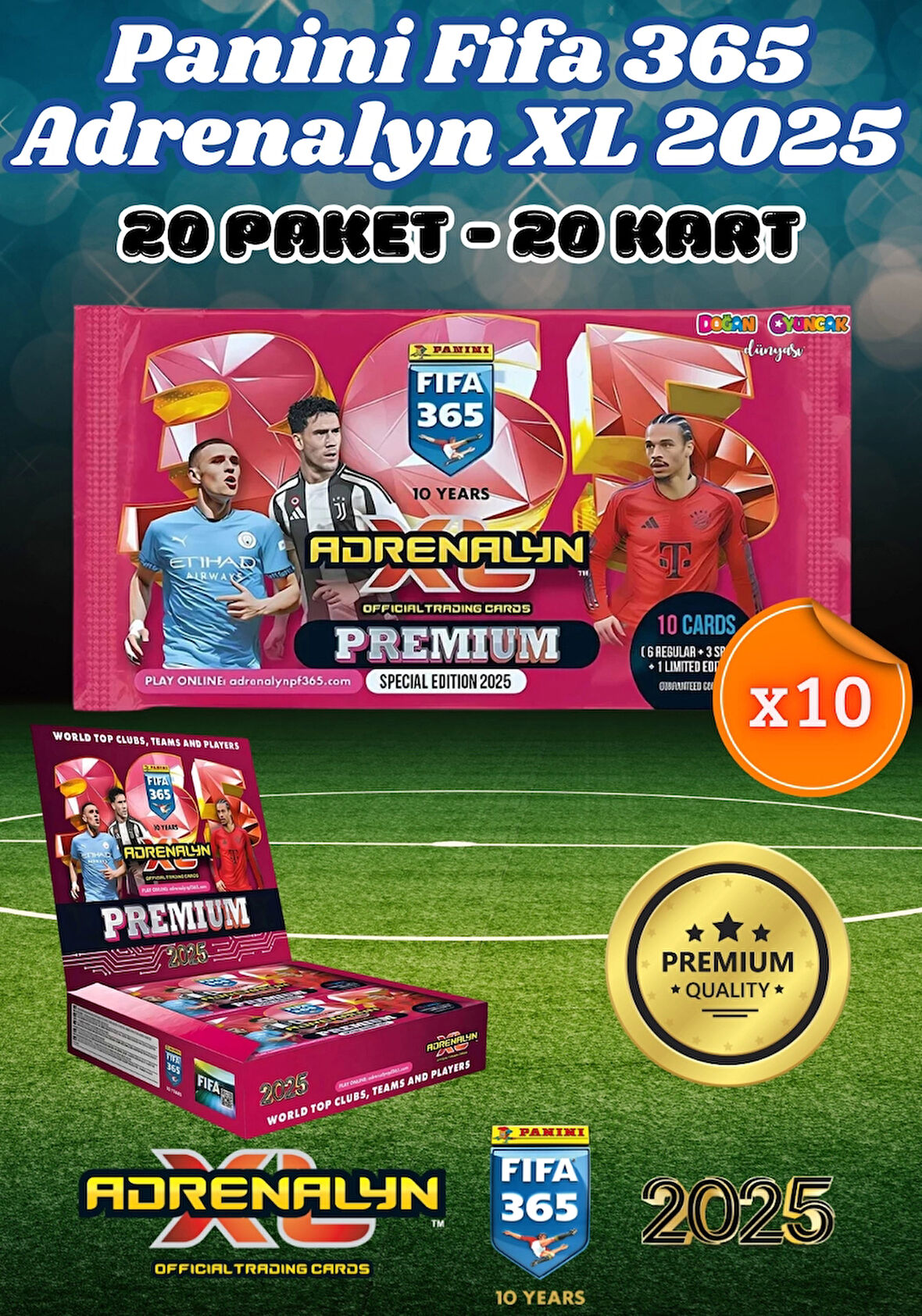 Panini Premium FIFA 365 Adrenalyn XL 2025 Oyuncu Kartı - Premium Futbolcu Kartları - 10 Paket