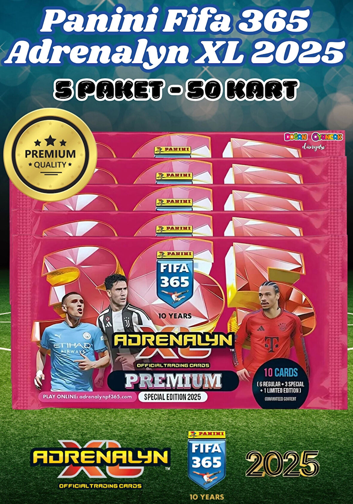 Panini Premium FIFA 365 Adrenalyn XL 2025 Oyuncu Kartı - Premium Futbolcu Kartları - 5 Paket