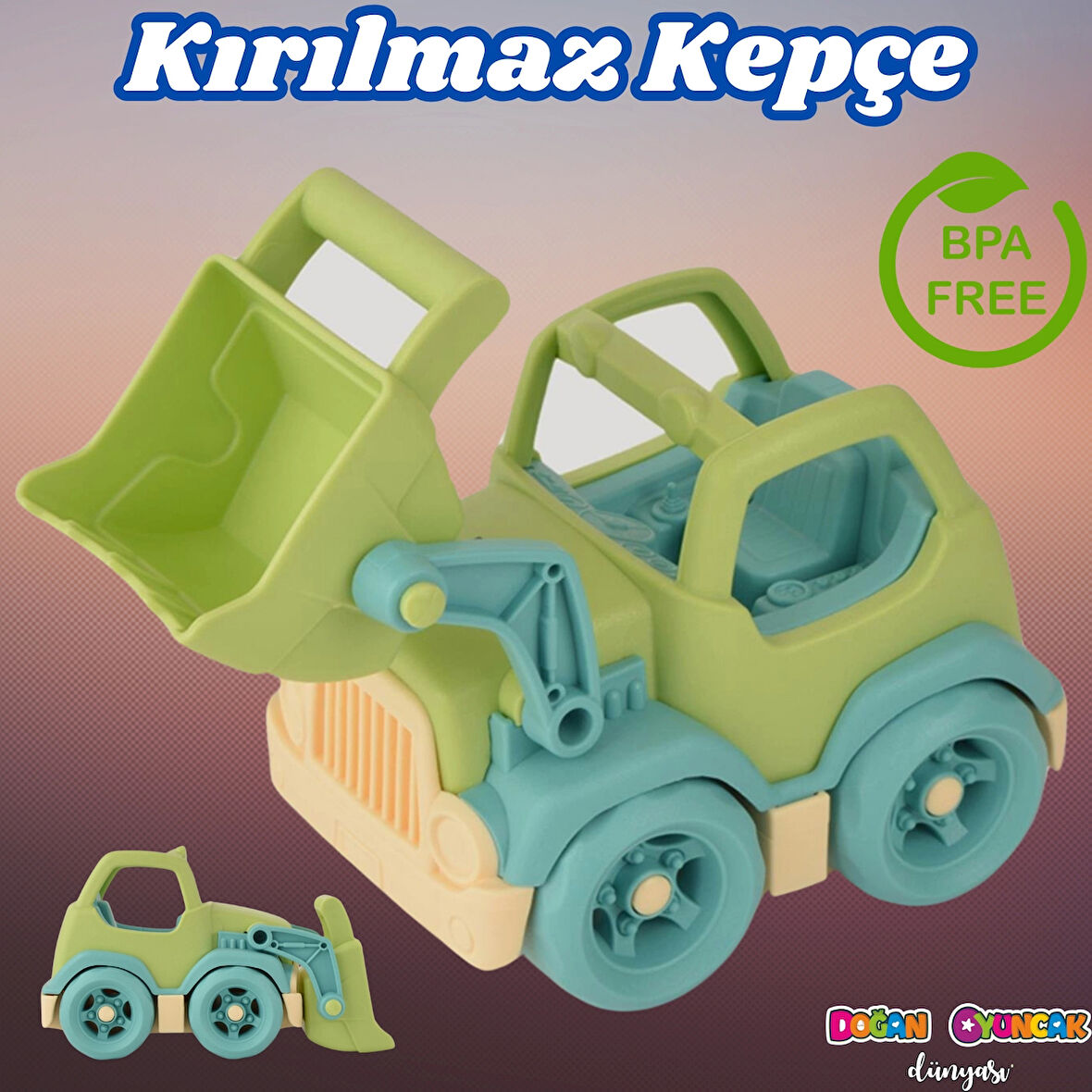 Lüx Yeşil Minik Kepçe - Plastik Kepçe - Kırılmaz Oyuncak - Kırılmaz Kepçe Dozer - Kepçe Dozer Setleri