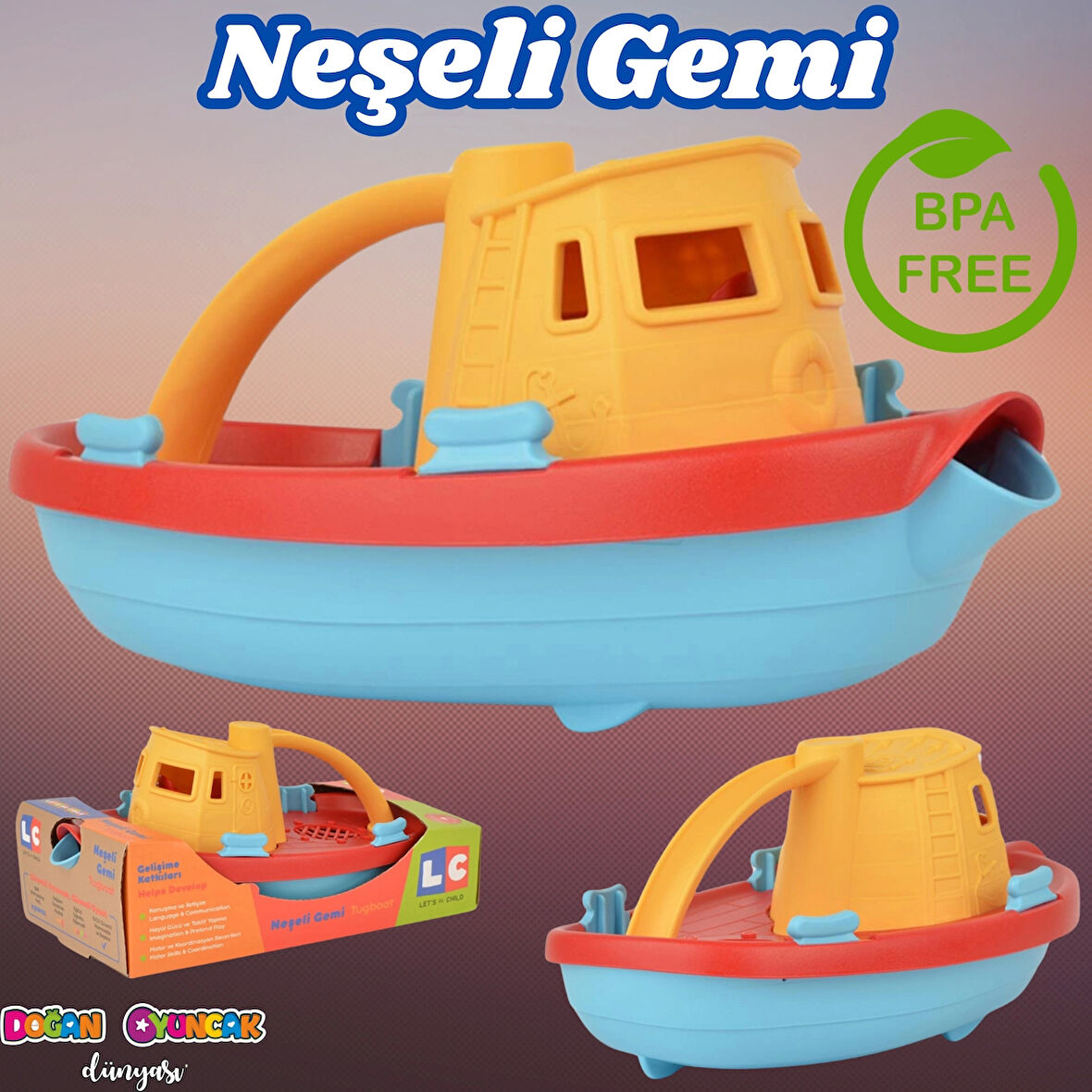 Lüx Neşeli Gemi - Plastik Gemi - Kırılmaz Oyuncak - Kırılmaz Gemi - Vapur Oyuncakları - Deniz Setleri
