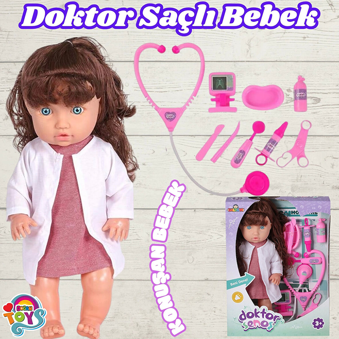 Senoş Doktor Bebek - Türkçe Konuşan Senoş Et Bebek - Konuşan Bebek - Senoş Bebek - Hemşire Et Bebek - Kumral