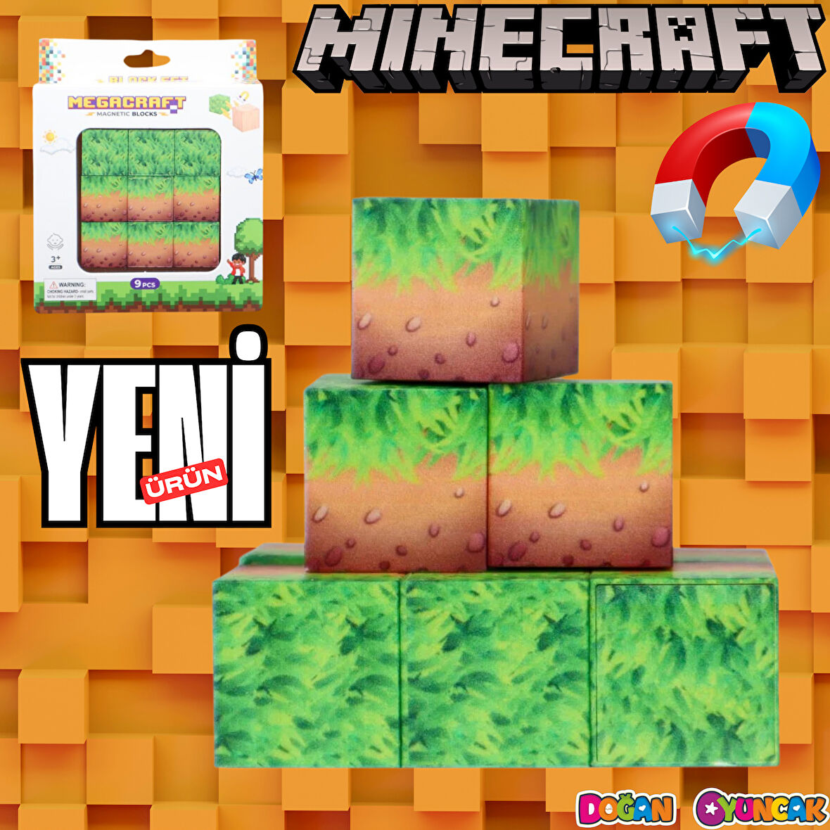 Minecraft Toprak Desenli Blok Manyetik Lego Minecraft Manyetik Lego Minecraft Lego Megacraft Lego Seti Megnetic Blocks