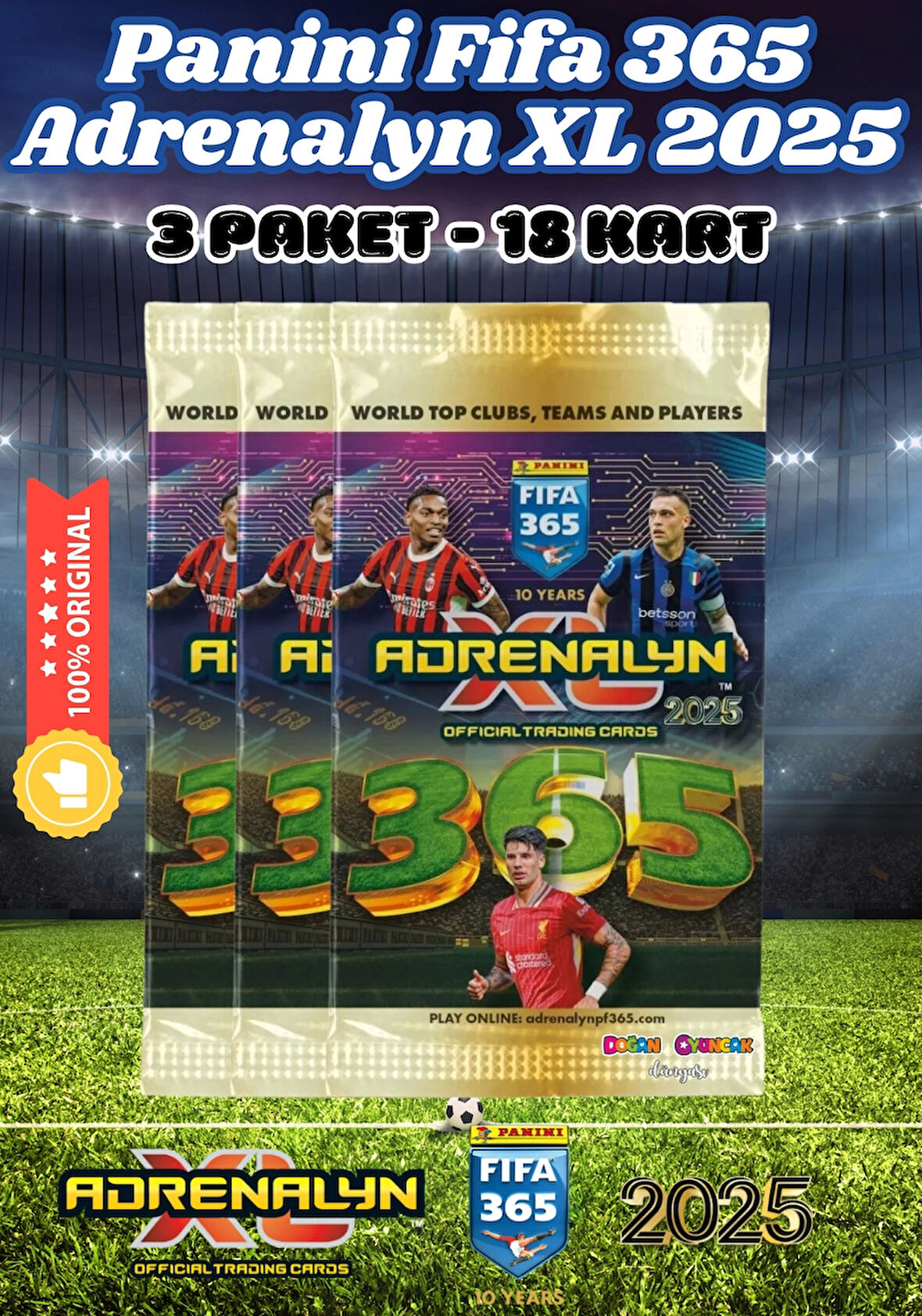 Panini FIFA 365 Adrenalyn XL 2025 Oyuncu Kartı - Futbolcu Kartları - Trading Oyuncu Kartı - 3 Paket