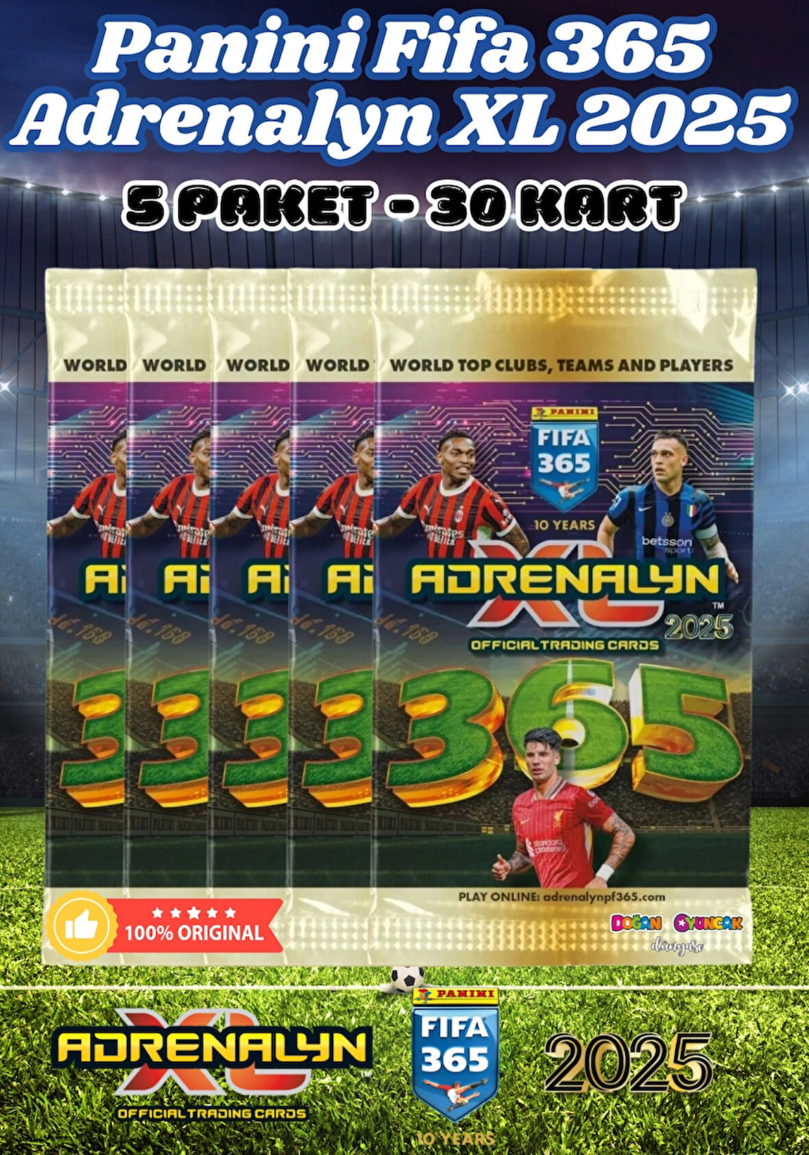 Panini FIFA 365 Adrenalyn XL 2025 Oyuncu Kartı - Futbolcu Kartları - Trading Oyuncu Kartı - 5 Paket