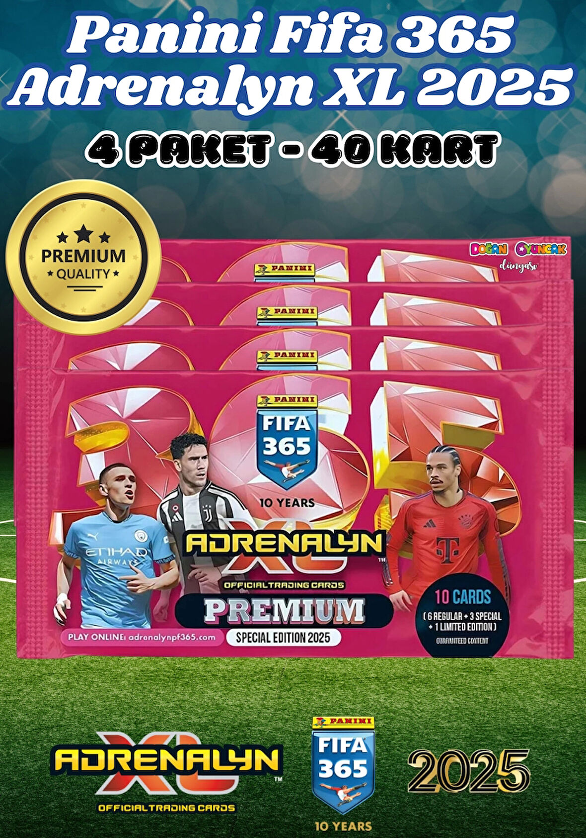 Panini Premium FIFA 365 Adrenalyn XL 2025 Oyuncu Kartı - Premium Futbolcu Kartları - 4 Paket