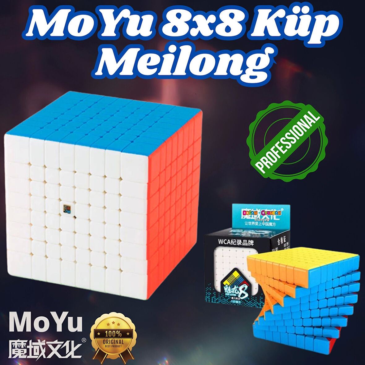 Orijinal MoYu Meilong 8x8 Küp - Moyu Speed Cube - Moyu 8x8 Zeka Küpü - Zeka Küpü - Rubik Küp